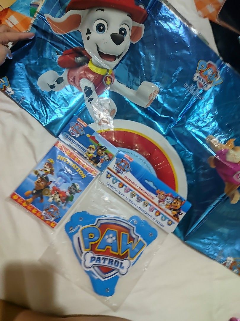 Paw Patrol Birthday Set (Category: Occasions & Party Supplies) located in Quezon City. Submitted by mrsbersabe_closet (Listing ID 1399927785, Image 2). Description: Take all Invitations Birthday Banners.