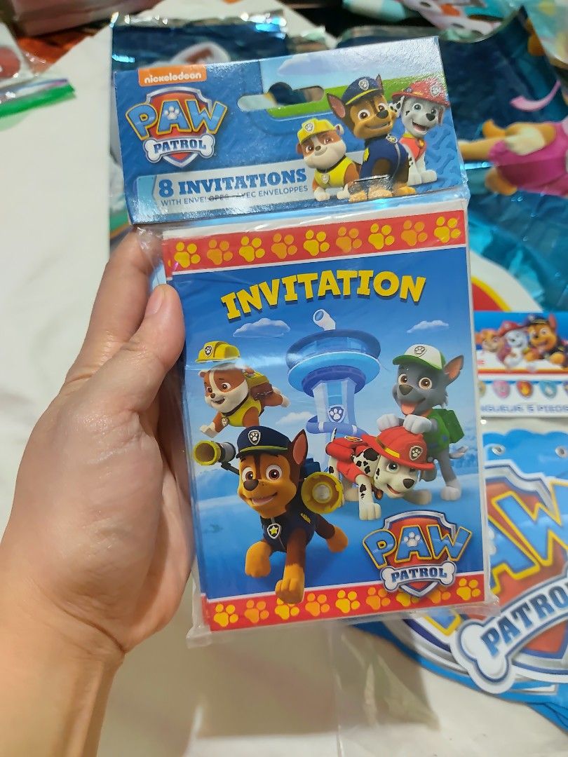 Paw Patrol Birthday Set (Category: Occasions & Party Supplies) located in Quezon City. Submitted by mrsbersabe_closet (Listing ID 1399927785, Image 3). Description: Take all Invitations Birthday Banners.