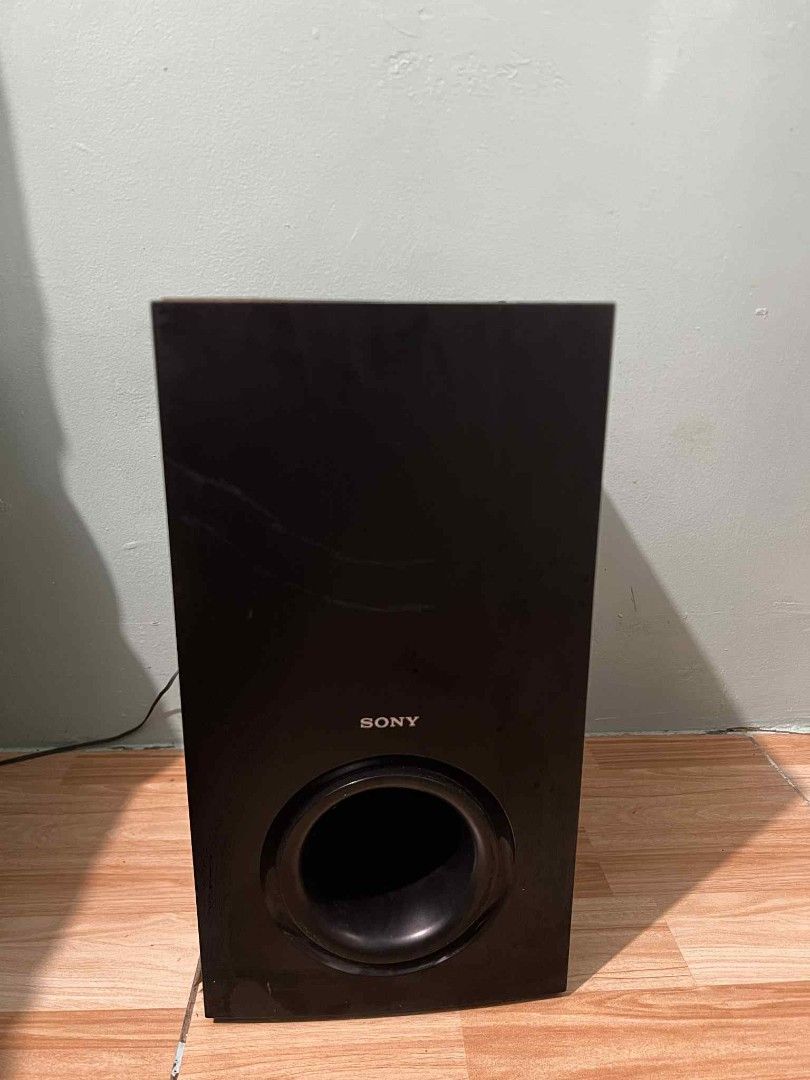 Sony Subwoofer (Category: Soundbars, Speakers & Amplifiers) located in Makati City. Submitted by sanchezmarygrace05 (Listing ID 1399932336, Image 1). Description: buy it now di na ginagamit po 1 peace only The Sony SS-WS103 is a subwoofer designed to provide deep bass for a home theater system. Its specifications include an impedance of 3 ohms and it is built to deliver accurate low-frequency responses. It is a passive unit, meaning it requires p