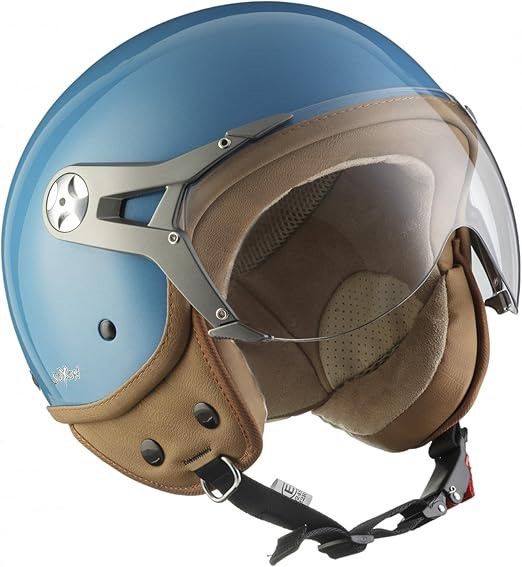SOXON Blue Open Face Motorcycle Helmet size XS (Category: Helmets and other Riding Gears) located in Manila. Submitted by maynecea (Listing ID 1399874806, Image 3). Description: FOR SALE: SOXON SP-325 Mono “Crystal Blue” Jet Helmet Price: P6800 only Condition: Gently used, excellent condition Size: XS to (S) – fits super small head circumference Brand: SOXON Color: Crystal Blue with brown vegan leather accents Inclusions: Clear visor, original ch