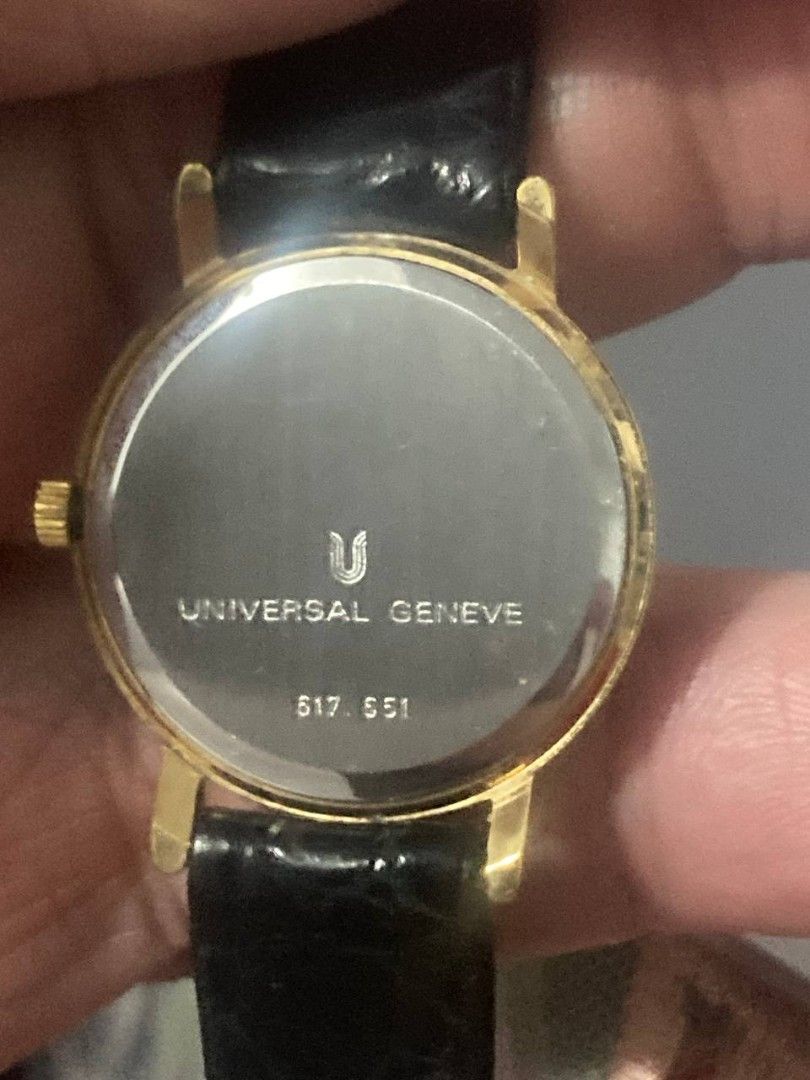 Universal Geneve Quartz Watch (Category: Luxury Watches) located in Imus. Submitted by timelessfindph (Listing ID 1399953872, Image 2). Description: Rare and Vintage Universal Geneve Ladies Watch - Swiss made - approx 22mm - Quartz movement - mint condition Beautiful dial Dress watch All original leather strap no box or paper Ebay price:20k to 25k.