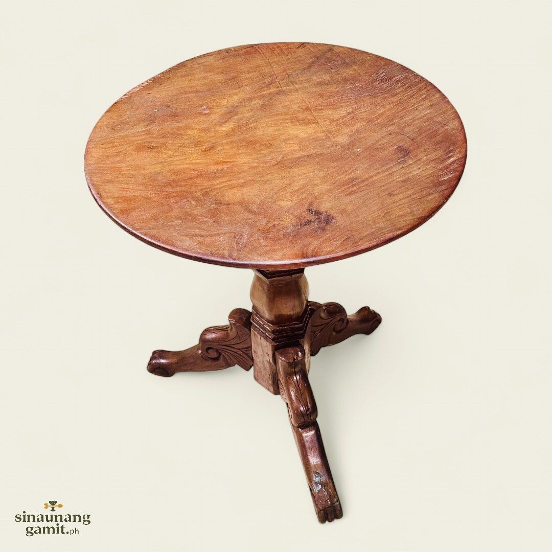 1920s Narra Ball and Claw Round Side Table (Category: Tables & Sets) located in Manila. Submitted by sinaunang_gamit (Listing ID 1400130205, Image 2). Description: 1920s Narra Ball and Claw Round Side Table Height: 28 inches Diameter: 25 inches 1pc top 12k.