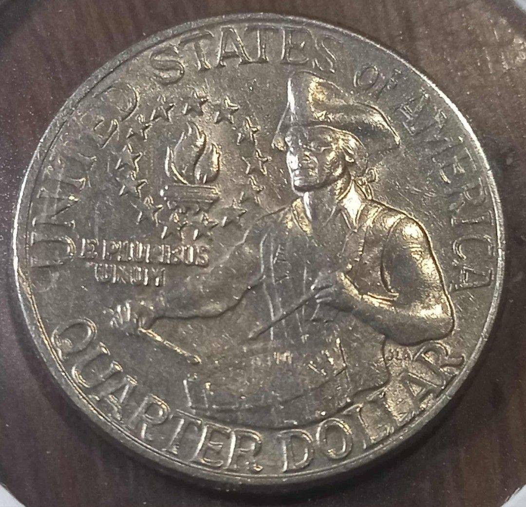 1976 Bicentennial Quarter Dollar (Category: Currency) located in San Mateo. Submitted by daddyB918 (Listing ID 1400069670, Image 2). Description: Read First Before You Proceed!!!! Rare 1976 Bicentennial US quarter multiple error coin DDO 1)" In God we trust" 2) letter "B" and "E" Filled Mint Mark "D" DDR on " E PLURIBUS UNUM" Off center struck DM for more precise price and exact details .