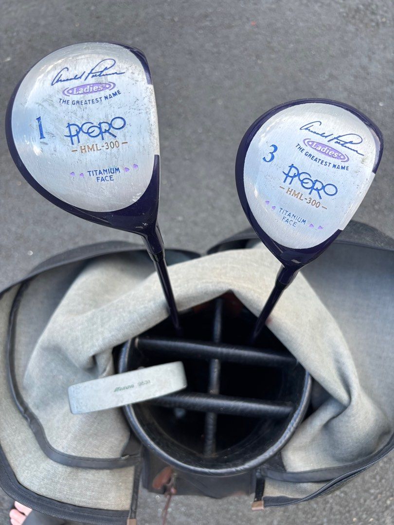Arnold Palmer Golf Set for Ladies (Category: Golf) located in Manila. Submitted by eclipse58 (Listing ID 1400055748, Image 3). Description: COMPLETE Arnold Palmer Golf Set for Ladies ✅️ 5-9 Irons, Pitching Wedge & Sand Wedge ✅️ Arnold Palmer Driver & Arnold Palmer 3 Wood ✅️ Mizuno Putter & Black Golf Bag ✅️ Original Arnold Palmer Graphite Ladies Flex Shaft & Grips ✅️ Very good condition & NO ISSUES Selling Price: 7,800 Location: Quezon City.