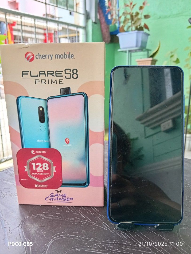 Cherry Mobile S8 Prime (Category: Android Others) located in Cavite. Submitted by richard.heart (Listing ID 1400078831, Image 1). Description: Cherry Mobile Flare S8 Prime "the game changer". Flare S8 Prime is made by Cherry as part of the S8 series of mobile phones. I love playing mobile games and I used it over a year on games like PUBG, Free fire, CoC, and many more. It performed very well on medium settings, getting more than 30FPS. It has a 