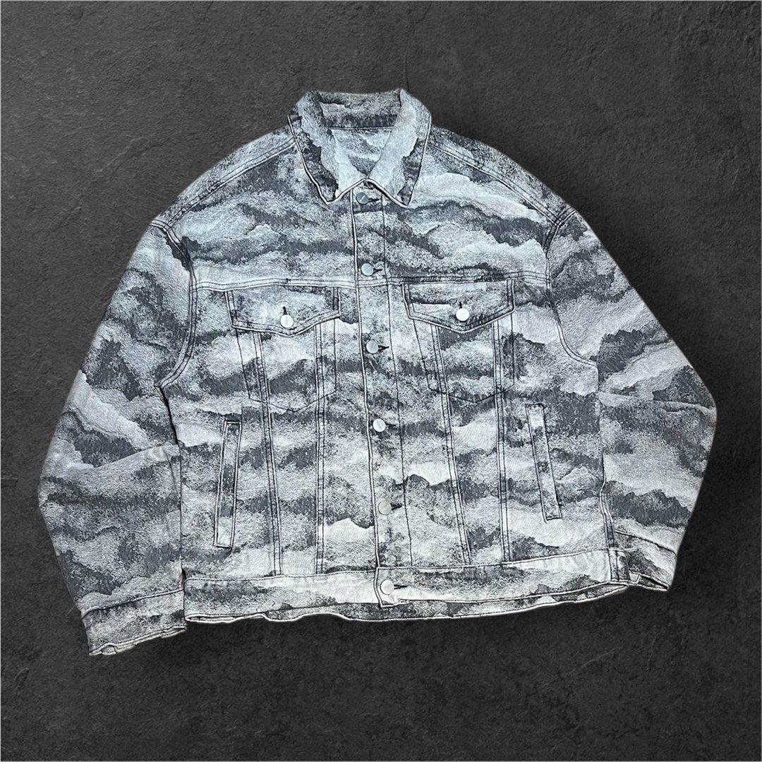CHINISM denim jacket (Category: Coats, Jackets and Outerwear) located in Puerto Princesa. Submitted by thrift_n5300 (Listing ID 1400154119, Image 2). Description: CHINISM cloud pattern type lll denim jacket size LARGE 24/27.5 no issue excellent condition 10/10 colorate.