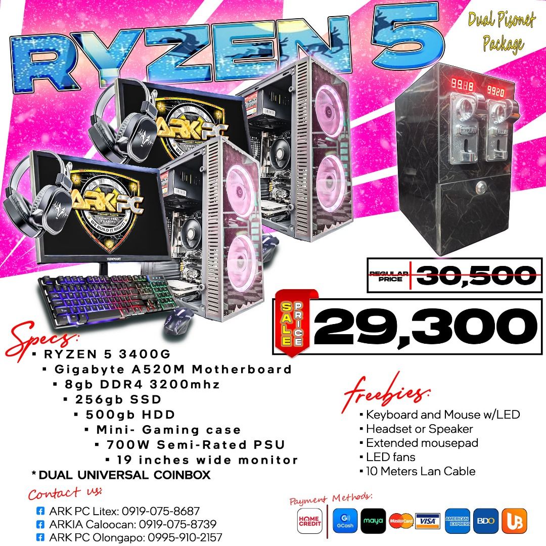 DUAL PISONET PACKAGE (Category: Desktops) located in Quezon City. Submitted by corrinejil63041 (Listing ID 1400027080, Image 3). Description: ITO NA, ITO NA, ITO NA ANG HINIHINTAY NG LAHAT!! KAYA 'WAG NA MAGPAHULI SA BER MONTHS SALE, TARA NA SA ARK! 🎄🎄 Malamig na simoy ng hangin, kaya painitin ang kita mo ngayong BER months! 🔥 ✅ Sulit na PisoNet setup ✅ Ready-to-earn package ✅ Promo price hanggang Pasko! 🎁 First come, first served! 📲 Message