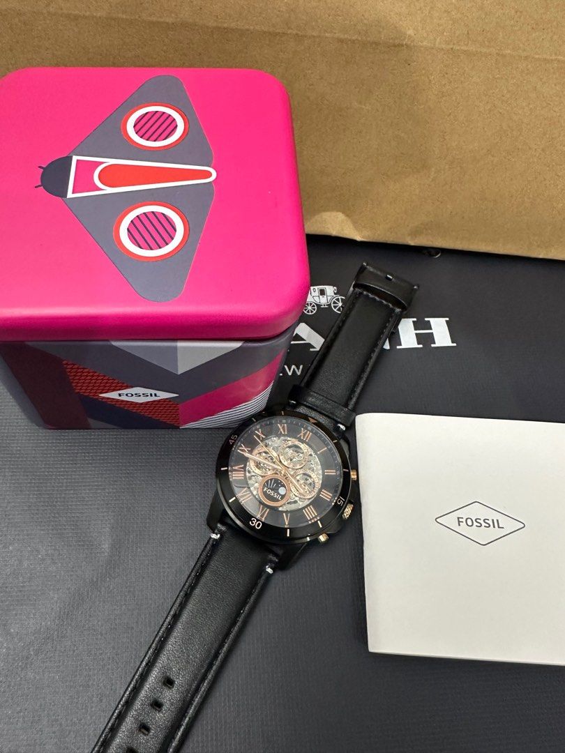 Fossil Grant Automatic Leather Watch- Black (Category: Men's Watches) located in Makati City. Submitted by bagwatchph (Listing ID 1400174881, Image 2). Description: .