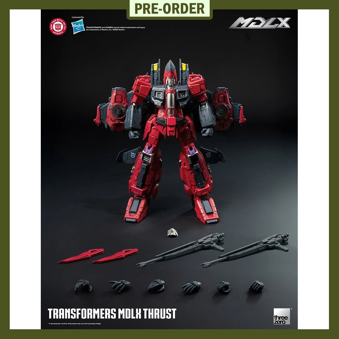 PRE-ORDER!! Transformers MDLX Thrust (Category: Gundam & Model Kits) located in Quezon City. Submitted by figsnkits (Listing ID 1400186033, Image 1). Description: PRE-ORDER!! Threezero: Transformers MDLX Thrust Pre-order price: Php 6,440 Min. DP: Php 1,600 (new) Php 1,200 (return customers) SRP: Php 7,150 Deadline: Nov 24, 2025 or until PO slots are full Estimated Time of Arrival: Q2 2026 (ESTIMATE ONLY: can change without notice; can be early/on