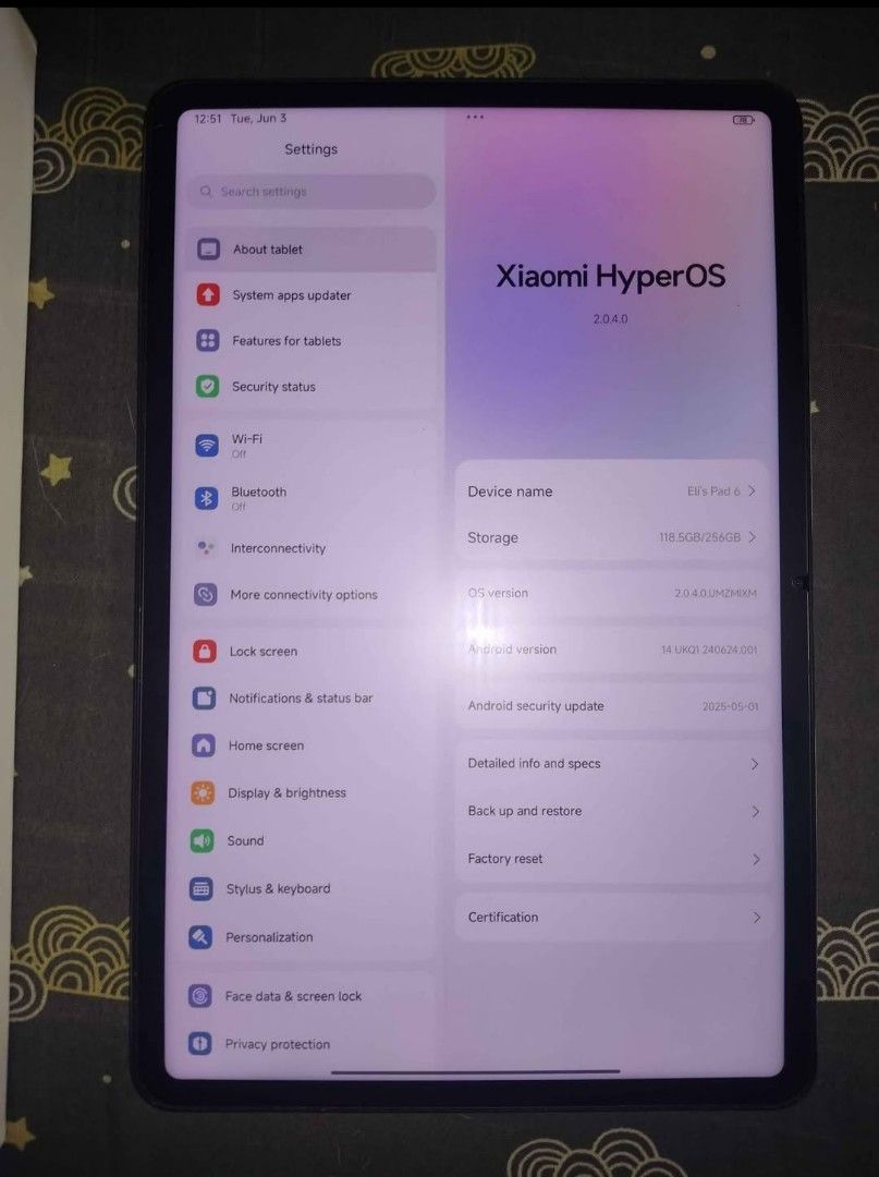 Xiaomi Pad 6 Tablet Bundle (Category: Android) located in Taguig. Submitted by markfs (Listing ID 1400188196, Image 3). Description: For Sale Xiaomi Pad 6 ( Purchased January 2025) PHP 15k LAST PRICE! Quick Specs ✅ Snapdragon 870 (Flagship level processor, good for games and heavy use) ✅ Dolby Speakers, good for movies and viewing content ✅ All day battery life ⭕ Complete accessories with box, manual, original 33W charger ⭕ Comes with free access