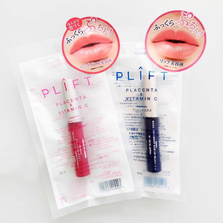 2️⃣款現貨🔥藍色經典、紅色櫻花限定✓ 日本plift PLACENTA Vitamin C Lip Essence  唇部精華美容液6ml✨潤唇、打底, 美容＆個人護理, 健康及美容-