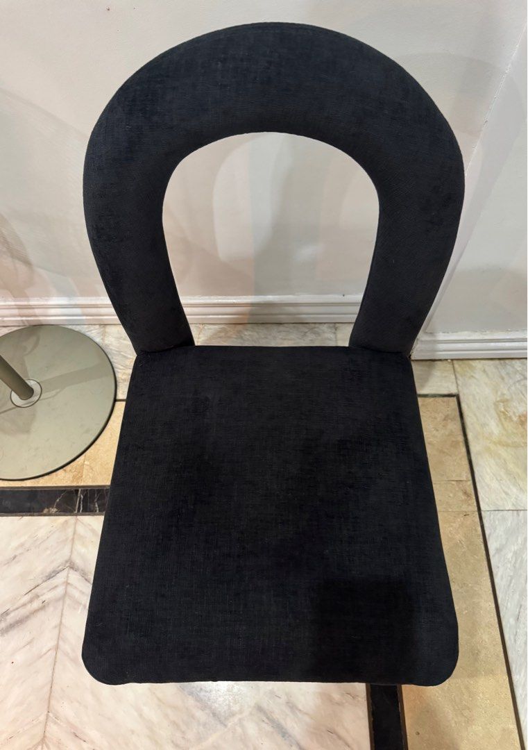 Aesthetic Minimalist Chair (black) (Category: Chairs) located in Pasig City. Submitted by crunchae (Listing ID 1400257890, Image 1). Description: Used only a few times, less than a month. almost brand new I’ll give a better deal if you get 2pcs.
