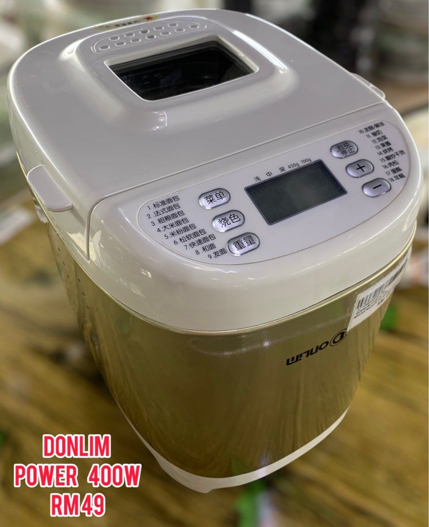 ASSORTED BREAD MAKER (Category: Breadmakers) located in Kuala Lumpur. Submitted by ccsetapak (Listing ID 1400345060, Image 2). Description: ASSORTED BREAD MAKER MIDEA RM 79 DONLIM RM 49 DESSINI 69 EMPRESS RM 59 CASH CONVERTERS SETAPAK DIMILIKI OLEH: ARUS JIMAT SDN BHD ( NO. SYARIKAT: 426411-U (199701010915) .