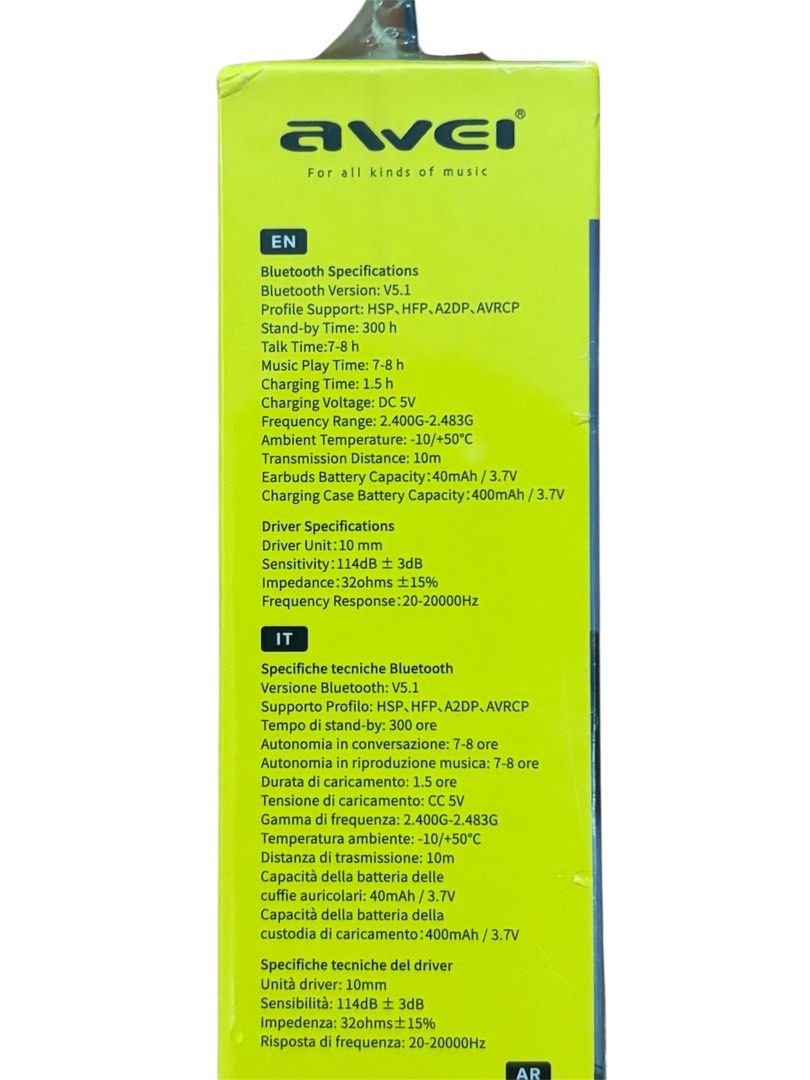 Awei T35 True Wireless Gaming Earbuds (Category: Earphones) located in Quezon City. Submitted by daph03 (Listing ID 1400216882, Image 3). Description: .