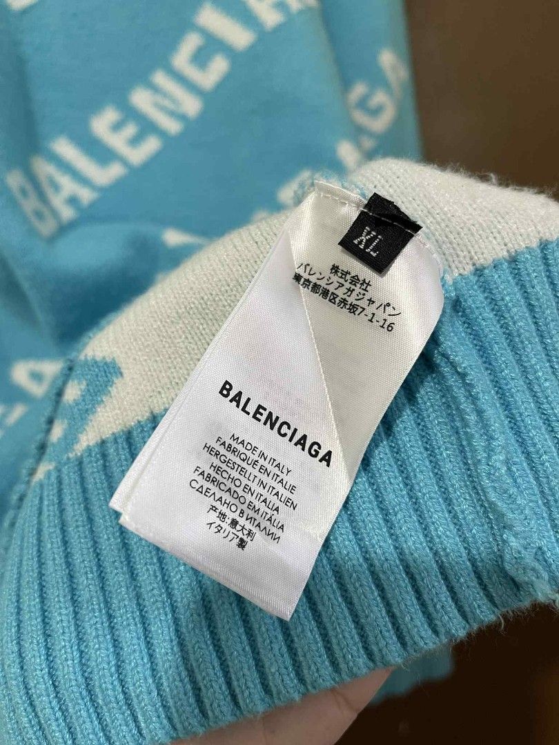 Balenciaga Logo Sweater XL (Category: Coats, Jackets and Outerwear) located in Manila. Submitted by SOLEJAAH (Listing ID 1400293987, Image 3). Description: 21x27 Dimensions fit to medium to large knitted sya used 1 time OFF.