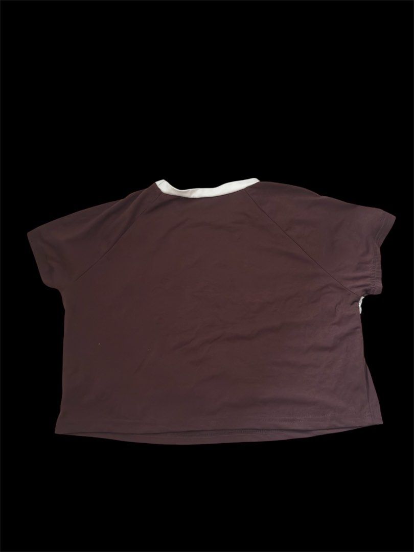 Brown Graphic Crop Top (Category: Shirts) located in Quezon City. Submitted by goodstuffph (Listing ID 1400264677, Image 3). Description: • Used only once • ₱309 pesos original price in Shein.
