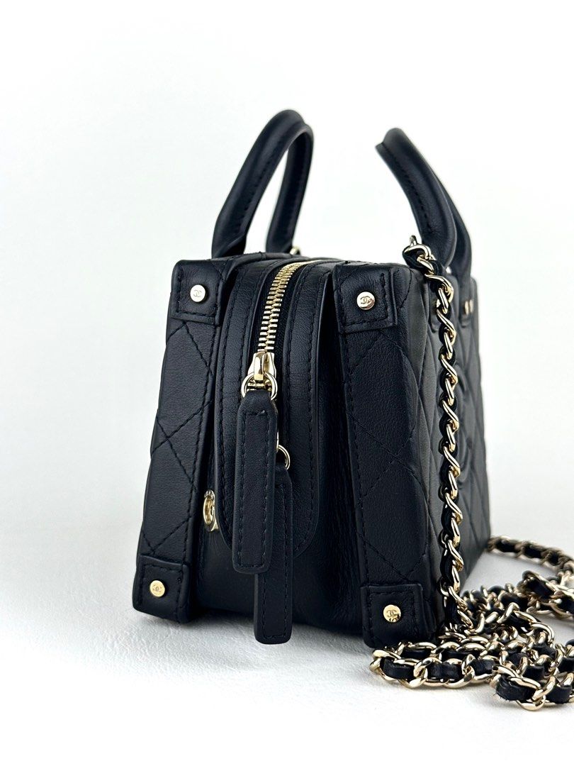 CHANEL Quilted Vanity Case (Category: Luxury Bags & Wallets) located in Manila. Submitted by luvluxe.mnl (Listing ID 1400253115, Image 3). Description: Mini size- can fit a lot of small stuffs like makeup, coins, iphone pro etc. in excellent condition Rare find!! So pretty & elegant Microchipped .