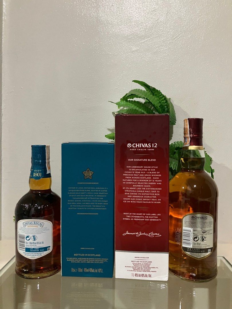 Chivas Regal 12 Yrs & Mizunara (Category: Beverages) located in Quezon City. Submitted by kurosu09 (Listing ID 1400372234, Image 2). Description: - Chivas Regal 12 Yrs 1ltr PHP999 - Chivas Regal Mizunara 700ml PHP1749 - Payment via bank transfer, GCash, Maya - Unfortunately don’t accept trades - Delivery fee not included in the price and will be shouldered by the buyer - Meet up in QC or Pasig area - Courier of choice (eg Lalamove, Grab or LBC fo