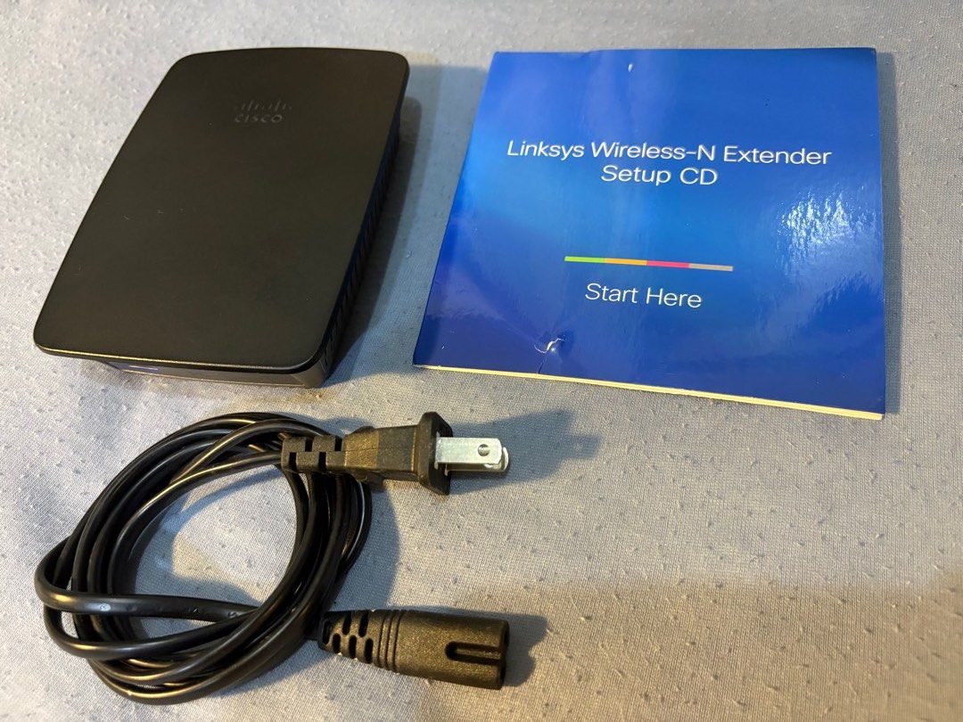 Cisco Linksys WiFi-n Extender RE1000 (Category: Networking) located in Taguig. Submitted by azusa_vad (Listing ID 1400327279, Image 1). Description: This RE1000 Wireless-n range extender increases your WiFi range, works as a bridge, has multiple internal antennas, 10/100 Mbps Ethernet, and is compatible with b/g/n Wi-Fi. You can use it to re-transmit the WiFi signal of your main router to a remote room or garage. Includes a built-in Fast Ethernet