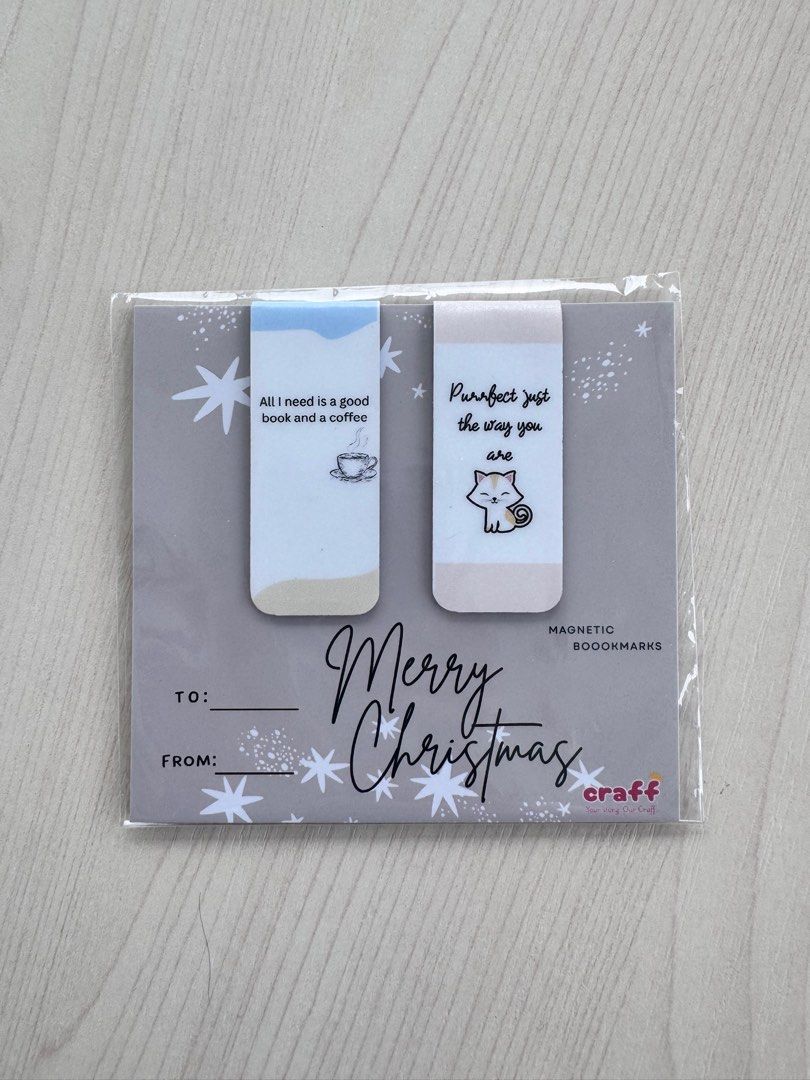 Craff Magnetic Bookmarks - Christmas Edition (Category: Stationery & School Supplies) located in Manila. Submitted by beimma (Listing ID 1400352160, Image 3). Description: Christmas Giftable Magnetic Bookmarks 2 pcs Bookmark Size (when folded) Height: 5.5 cm Width: 2.2 cm ✨Thick magnet used (used 1 mm of magnetic sheet per side) ✨Can hold up to 5 pages Shipping fee c/o Buyer.