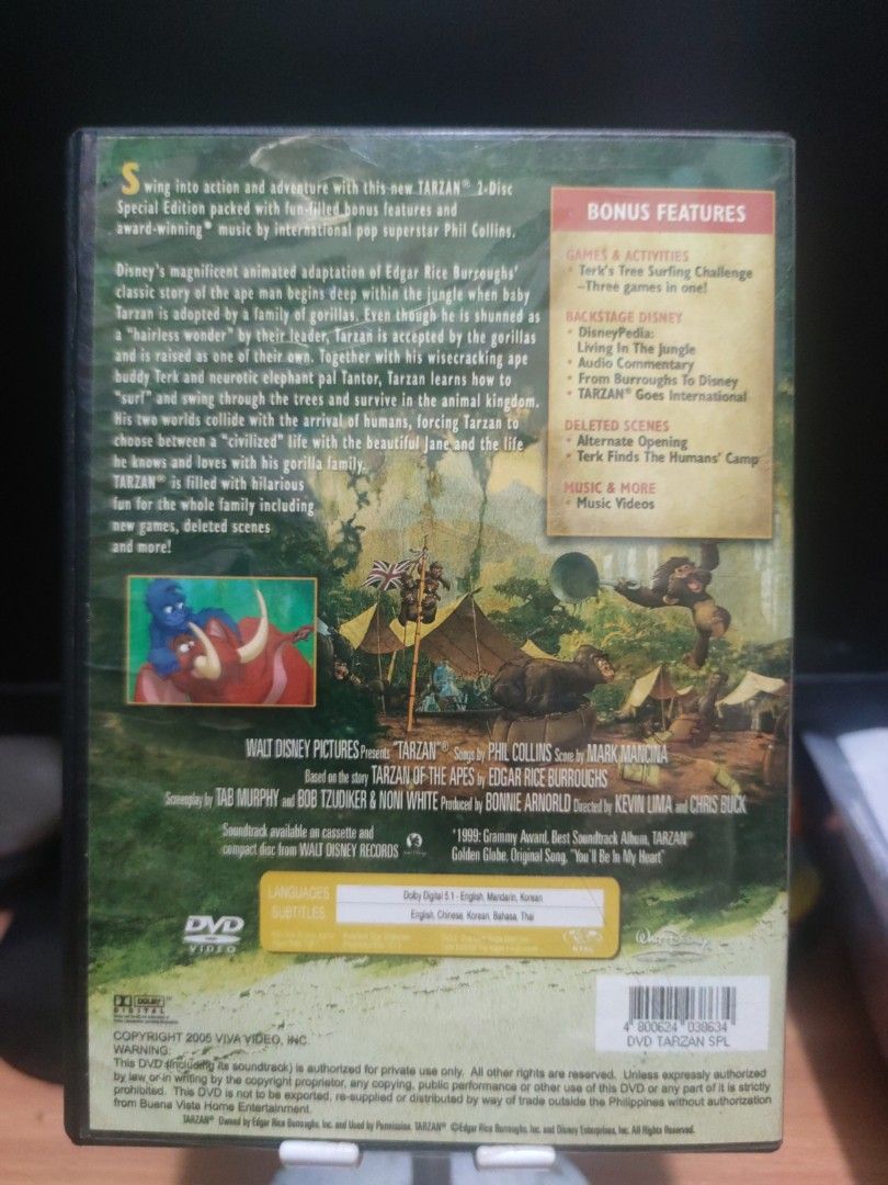 Dvd: Tarzan (original) 2-disc (Category: CDs & DVDs) located in Quezon City. Submitted by gwift (Listing ID 1400199554, Image 2). Description: -original dvd - can be picked up at project 7, Q.C., near Sm north edsa posted price is last price individually, can give a 10% discount for purchase total 1k and up Wag na mag inquire kung tatawad pa more than what I am offering.