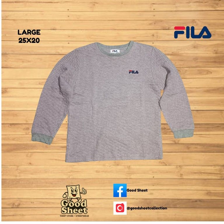FILA STRIPES LONGSLEEVES (Category: Longsleeves) located in Lucban. Submitted by goodsheetcollection (Listing ID 1400365482, Image 1). Description: excellent condition details indicated in photo visit shop for more items like this pm for more info.