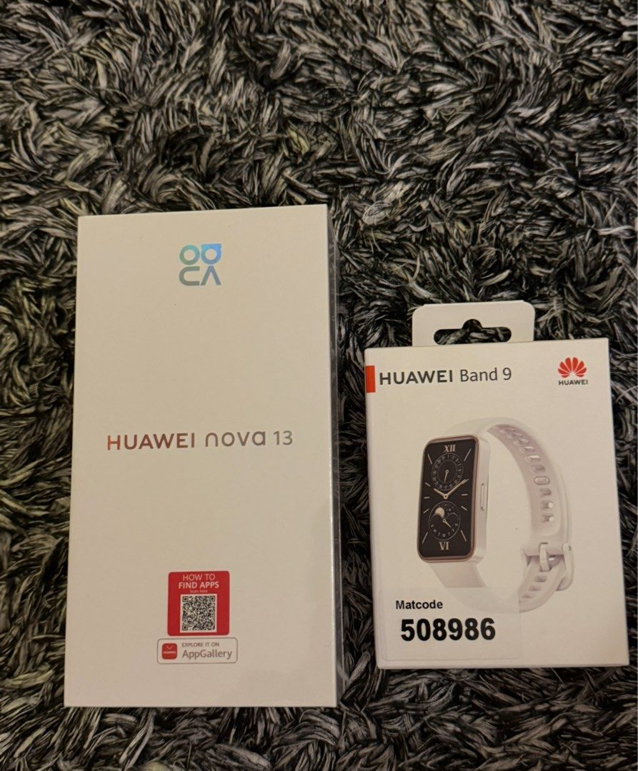 Huawei Nova 13 and Band 9 (Category: Huawei) located in Cavite. Submitted by iConiC_Collection (Listing ID 1400347876, Image 1). Description: Huawei nova 13 <brand new/sealed/bought from Globe store ROM: 256 GB RAM: 12GB COLOR:White MODEL: Blk -LX9 Dual Sim Free Case Add 2k to include below HUAWEI BAND 9 <Brand New/Sealed/bought from Globe> Color - White Compatible w iphone and andriod phone PHP 3000 If bought as package = 24k With Receipt and Wa
