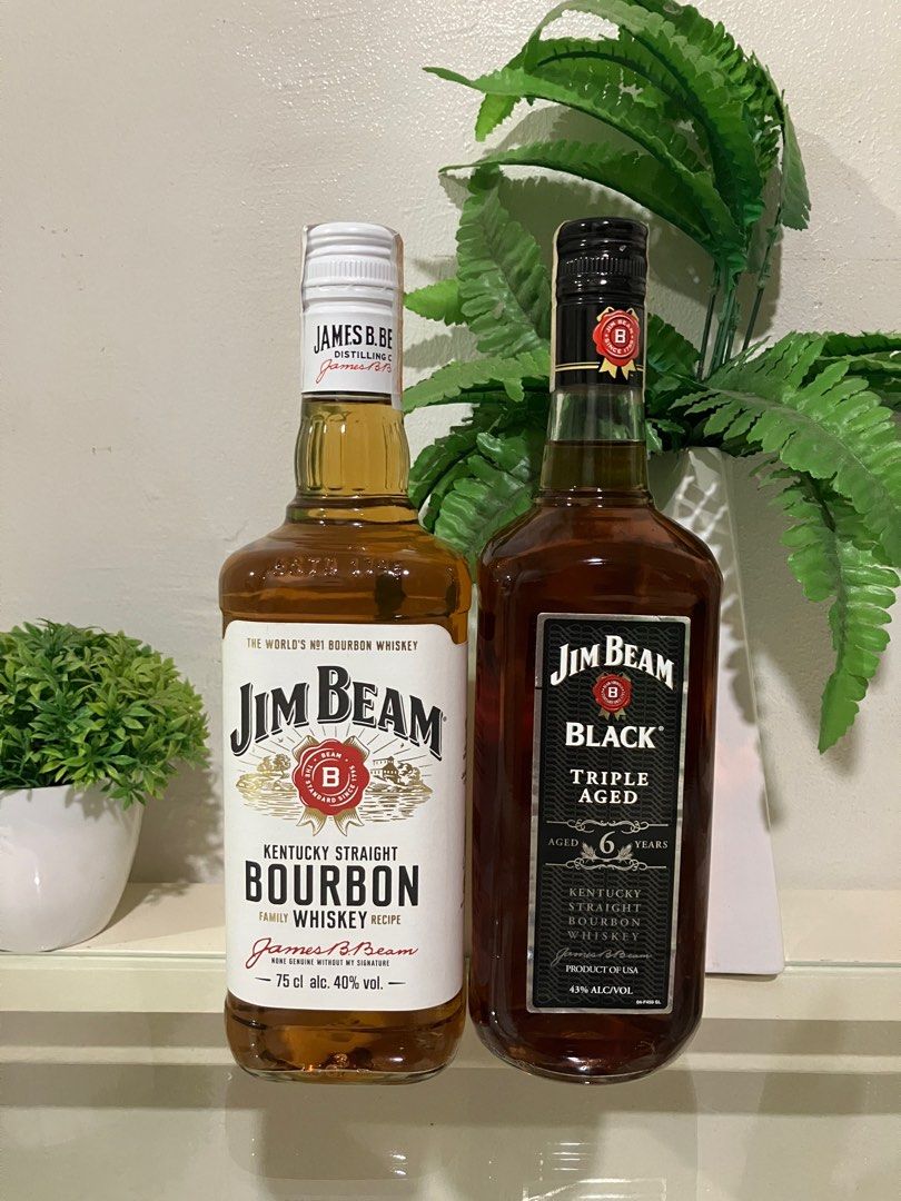 Jim Beam Bourbon and Black Whiskey (Category: Beverages) located in Quezon City. Submitted by kurosu09 (Listing ID 1400372421, Image 1). Description: - Jim Beam Kentucky Straight Bourbon; 75cl; 40% alc./vol. PHP699 - Jim Beam Black Triple Aged; 6 years old; 43% alc./vol. PHP899 - Both bottles are unopened. - Perfect for gifting or collecting. - Payment via bank transfer, GCash, Maya - Unfortunately don’t accept trades - Delivery fee not included 