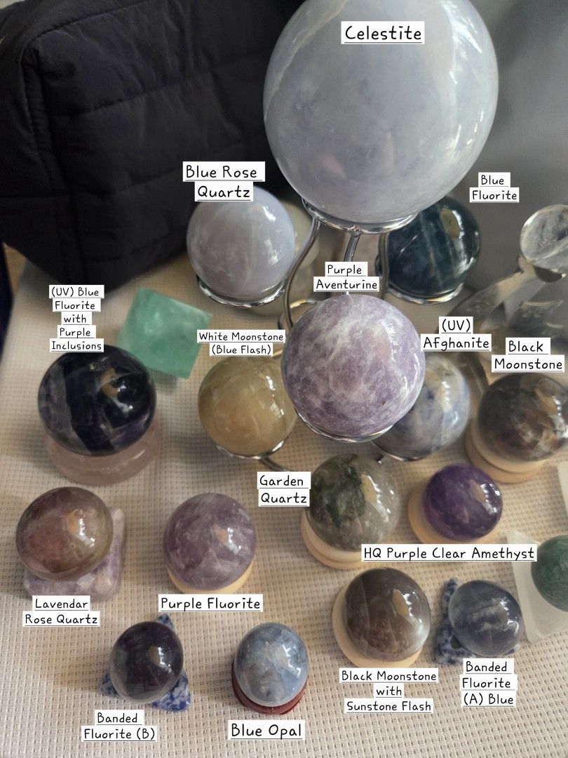ManifestCrystalSpheres-Celestine,Amethyst,RoseQuartz,etc.