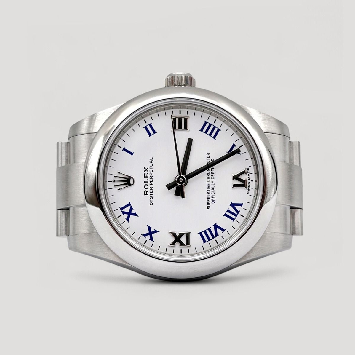 Mint May 2019 Rolex Oyster Perpetual White w/ Blue Roman 31mm 177200 (Category: Watches) located in Singapore. Submitted by pengkweewatches (Listing ID 1400314341, Image 1). Description: Join us on T-elegram for Exclusive Deals & Latest Stock Updates: //pk-watches.com/tele-channel Brand: Rolex Model: Oyster Perpetual Reference: 177200 Dated: May 2019 Condition: Mint Dial: White with Blue Roman Case Diameter: 31mm Material: Stainless Steel Box: Ye