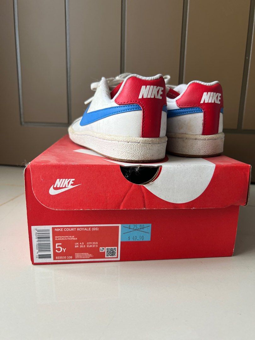 Nike Court Royale GS Pacific Blue, Fesyen Wanita, Sepatu di Carousell