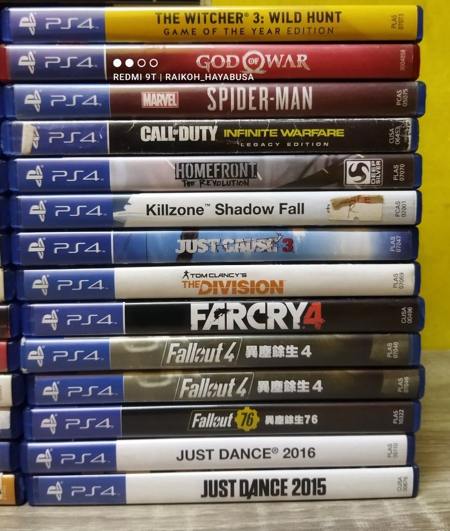 Playstation 4 Games & BUNDLE! (Category: PlayStation) located in Dasmarinas. Submitted by nixx_hayabusa (Listing ID 1400250209, Image 3). Description: Playstation 4 Games for sale Metal Gear Solid V "Ground Zeroes" 600 (SOLD) The Witcher 3: Wild Hunt (Like New) 700 (SOLD) "Game Of The Year Edition/GOTY" Homefront "The Revolution" 700 (SOLD) Killzone Shadow Fall 650 (SOLD) Just Cause 3 500 Tom Clancy's The Division 500 Tomb Raider "Definitive Edit