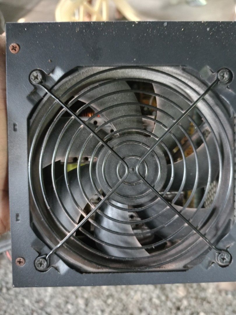 RAKK RK400 ATX Power Supply (Category: Computer Parts) located in Manila. Submitted by jleooo (Listing ID 1400353519, Image 3). Description: RAKK RK400 ATX power supply with a total max output of 400W. It has an AC input of 220-240Vac and various DC outputs including +3.3V, +5V, +12V1, +12V2, -12V, and 5Vsb. The model number is RK-400PSU. It is ATX v1.0..