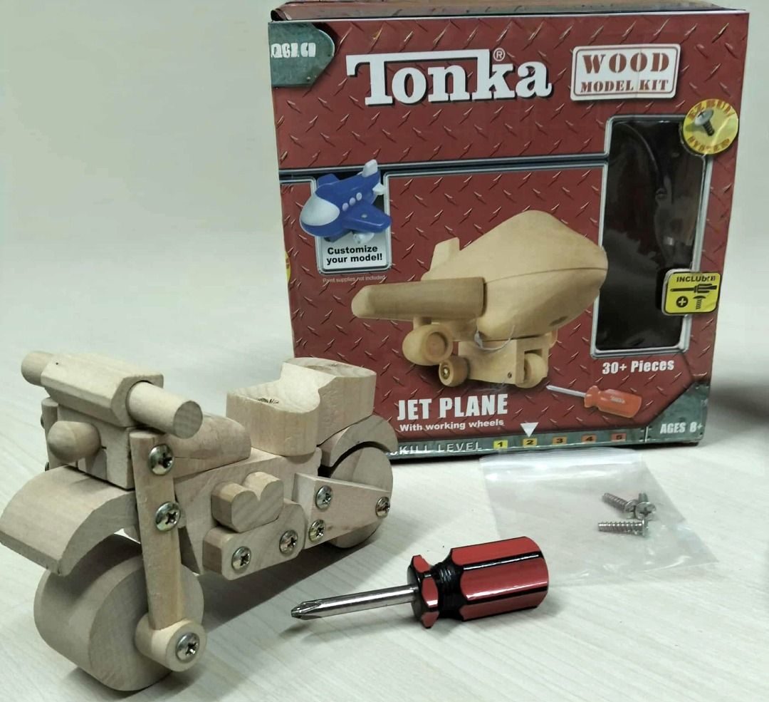 Tonka Wood Model Kit - Motorcycle (with working wheels) (Category: Vehicle & Diecast Models) located in Taguig. Submitted by Bloomscorner1 (Listing ID 1400301864, Image 3). Description: - a Tonka wood model kit for motorcycle - This kit includes high quality pre-cut wood pieces and a screwdriver for assembly - finished model has working wheels - Can be customized with paint after assembly (paint not included) - Assembled already and with differen