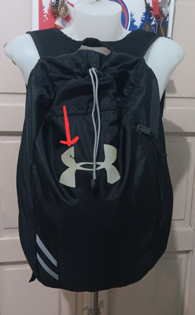 Under Armour Drawstring Backpack (Category: Backpacks) located in Manila. Submitted by etcetera.atbp (Listing ID 1400275224, Image 3). Description: Pls press Read More to read all the details Original Under Armour backpack bag, pre-loved,well used, excellent condition ,black, big, issue: pls see photo. Free original addidas backpack bag SHIPPING via LBC-Cod or Cop, J&T- pay first via gcash, or pabili via grab or lalamove your booking, Pwede meet 