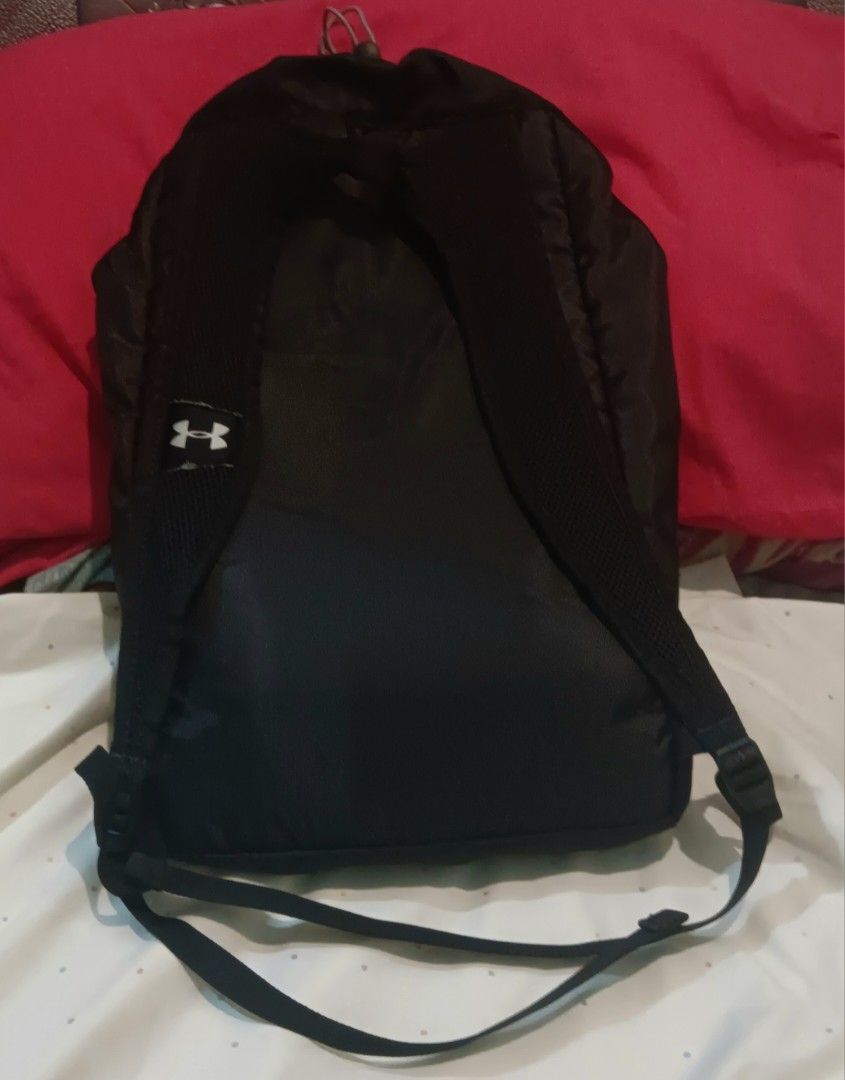 Under Armour Drawstring Backpack (Category: Backpacks) located in Manila. Submitted by etcetera.atbp (Listing ID 1400275224, Image 2). Description: Pls press Read More to read all the details Original Under Armour backpack bag, pre-loved,well used, excellent condition ,black, big, issue: pls see photo. Free original addidas backpack bag SHIPPING via LBC-Cod or Cop, J&T- pay first via gcash, or pabili via grab or lalamove your booking, Pwede meet 