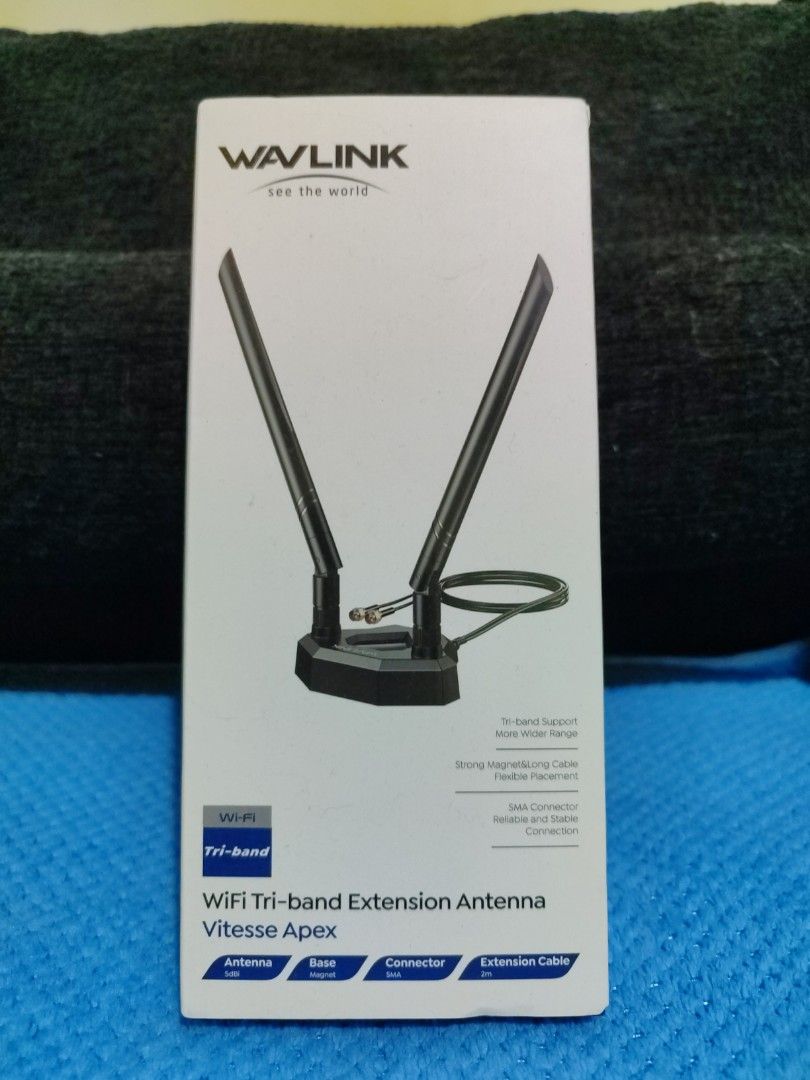 Wavlink wifi tri-band Extension Antenna (Category: Networking) located in Quezon City. Submitted by aedztcg (Listing ID 1400332972, Image 1). Description: This is good as new just opened to check but sadly I need a female sma connector instead this has a male sma connector. FYI. Has magnetic base Buyer handles and pays shipping. LBC for outside Metro Manila..
