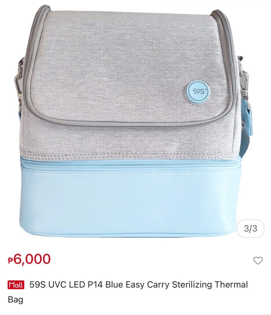 59S UVC LED P14 Blue Easy Carry Sterilizing Thermal Bag (Category: Breastfeeding & Bottle Feeding) located in Tarlac. Submitted by ynz_preloved (Listing ID 1400400646, Image 3). Description: Selling it low! Sealed brand new.