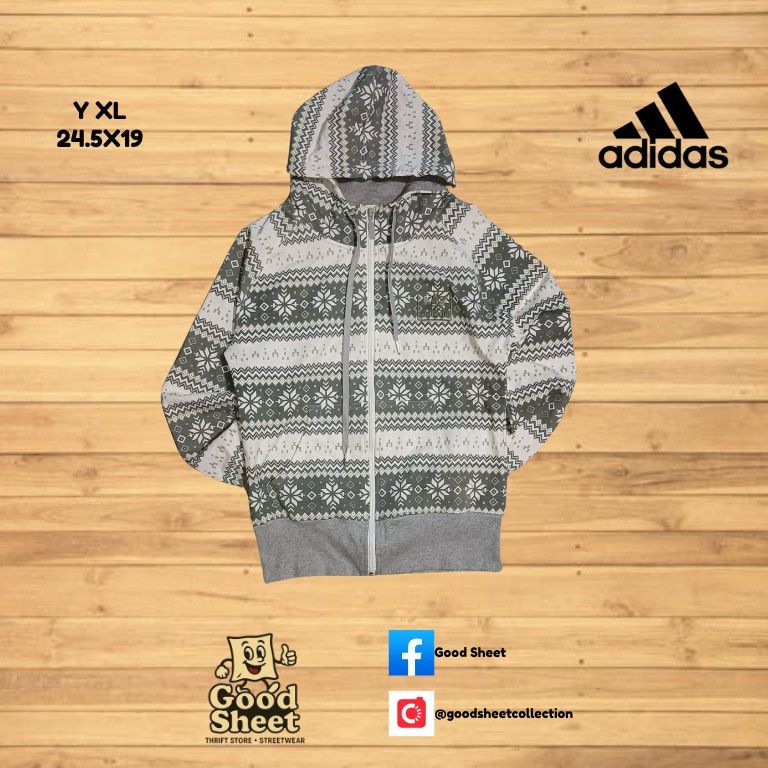 ADIDAS AOP ZIP UP HOODIE JACKET (Category: Coats, Jackets and Outerwear) located in Lucban. Submitted by goodsheetcollection (Listing ID 1400459162, Image 1). Description: excellent condition details indicated in photo visit shop for more items like this pm for more info.