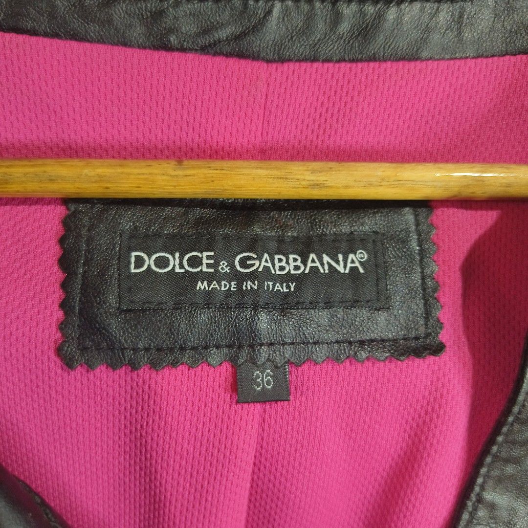 Dolce & Gabbana - Leather Biker Jacket (Category: Luxury Apparel) located in Cavite. Submitted by gooditems.cavite (Listing ID 1400533509, Image 3). Description: size 36 on tag 16x21 14.5 inches shoulder 23inches sleeves no flaws excellent condition .