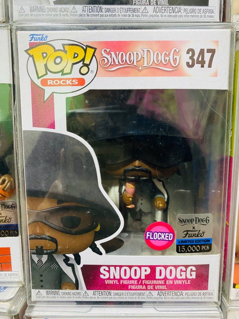 Funko Pop! Rocks Snoop Dogg 347 Flocked (Category: Designer & Blind Box Toys) located in Quezon City. Submitted by happy.goodbuy (Listing ID 1400559495, Image 1). Description: - Funko Pop! Rocks figure featuring Snoop Dogg - Limited edition flocked vinyl - Series number: 347 - Collaboration: Snoop Dogg x Funko - Only 15,000 pieces produced - Brand new in original packaging.