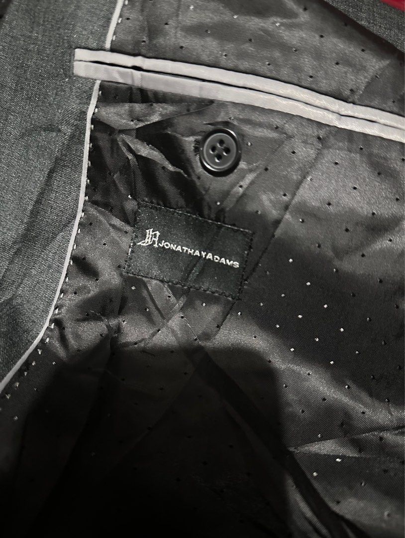Jonathan Adams Men's Plus size Dark Grey Suit/Coat (Category: Coats, Jackets and Outerwear) located in Pasay City. Submitted by mgalv (Listing ID 1400581080, Image 3). Description: - No discoloration - No holes or missing buttons - Pls check last photo for the issue. Code: H2Y5.