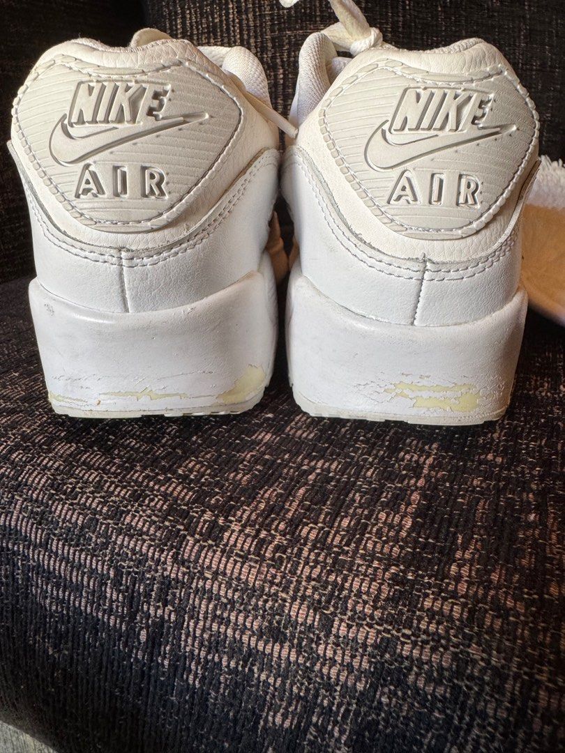 Nike Air Max White Sneakers (Category: Sneakers) located in Muntinlupa City. Submitted by cher_ami (Listing ID 1400394284, Image 3). Description: ~Original White Nike Air Max sneakers ~The soles show very minimal signs of usage ~Size is US 7Y, UK 6, EUR 40, and CM 25(I am a size 9, yet it fits me perfectly) ~Made in Indonesia. ~The shoes have white laces and a white upper ~Bought in Australia ~Shoes only. No inclusions No return. No exchange Kind