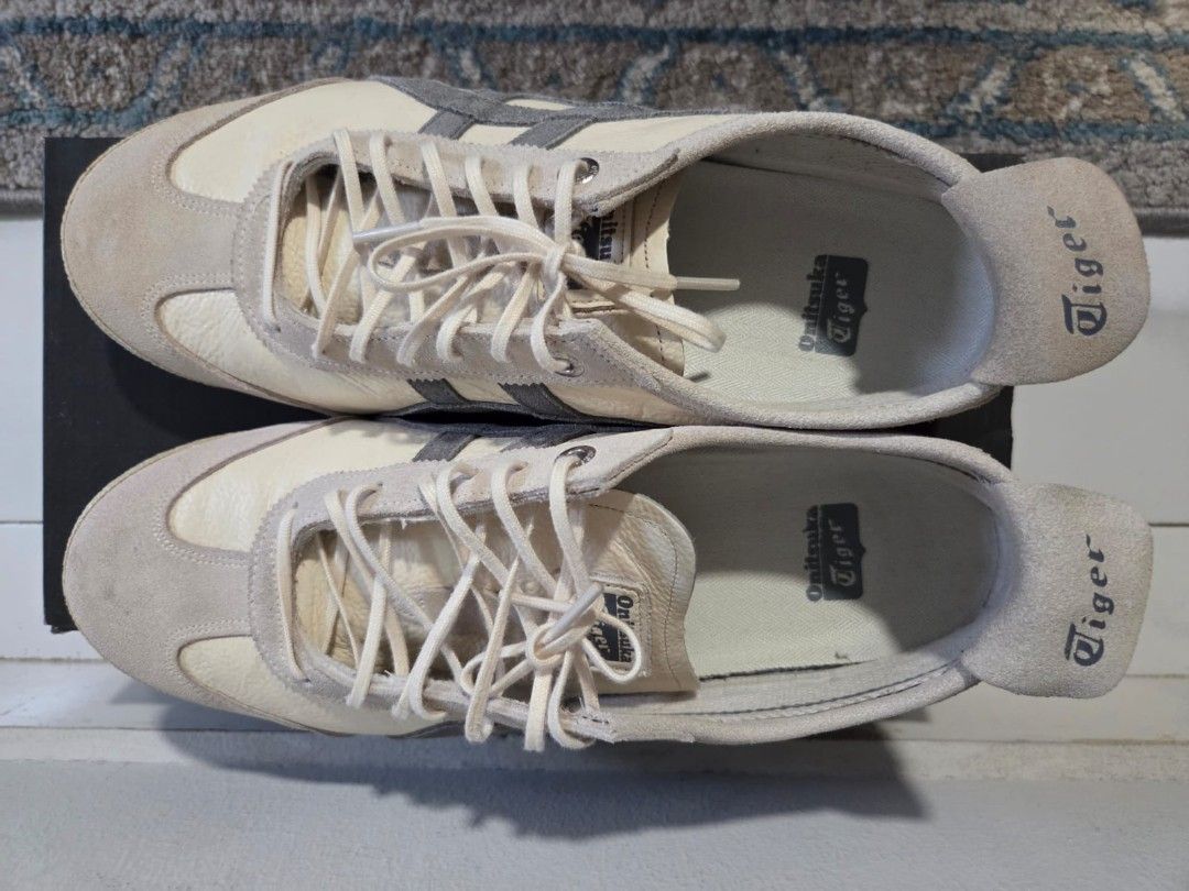 Onitsuka Tiger Mexico 66 Sneakers - US 6.5 (Category: Sneakers) located in Singapore. Submitted by saifulrfx (Listing ID 1400459237, Image 2). Description: - Onitsuka Tiger Mexico 66 - Color: Cream and Grey - Size: US 6.5 / EU 39.5 - Made in Vietnam - Condition: Lightly used - Minor wear on suede and soles - Includes original laces.