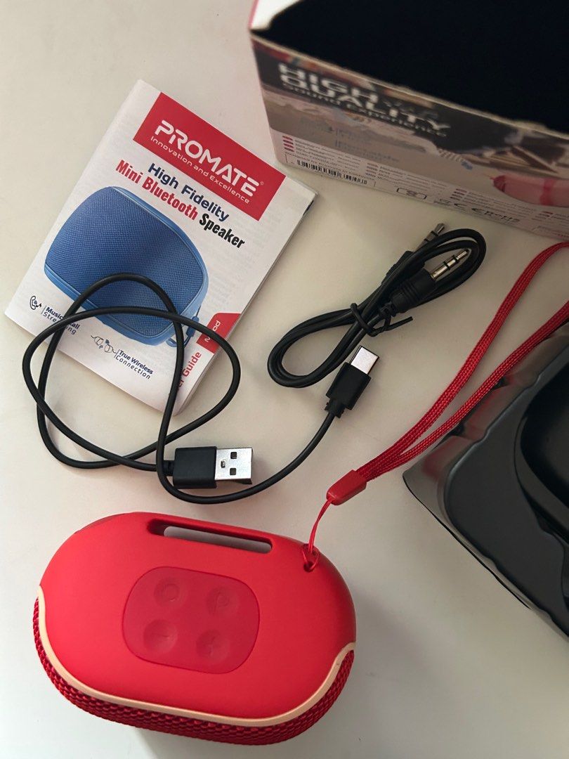 Promate High Fidelity Mini Bluetooth Speaker (Category: Soundbars, Speakers & Amplifiers) located in Quezon City. Submitted by osaka700 (Listing ID 1400408092, Image 2). Description: Promate Mood Speakers (Red) Original Price ₱1,195 Price is Negotiable .