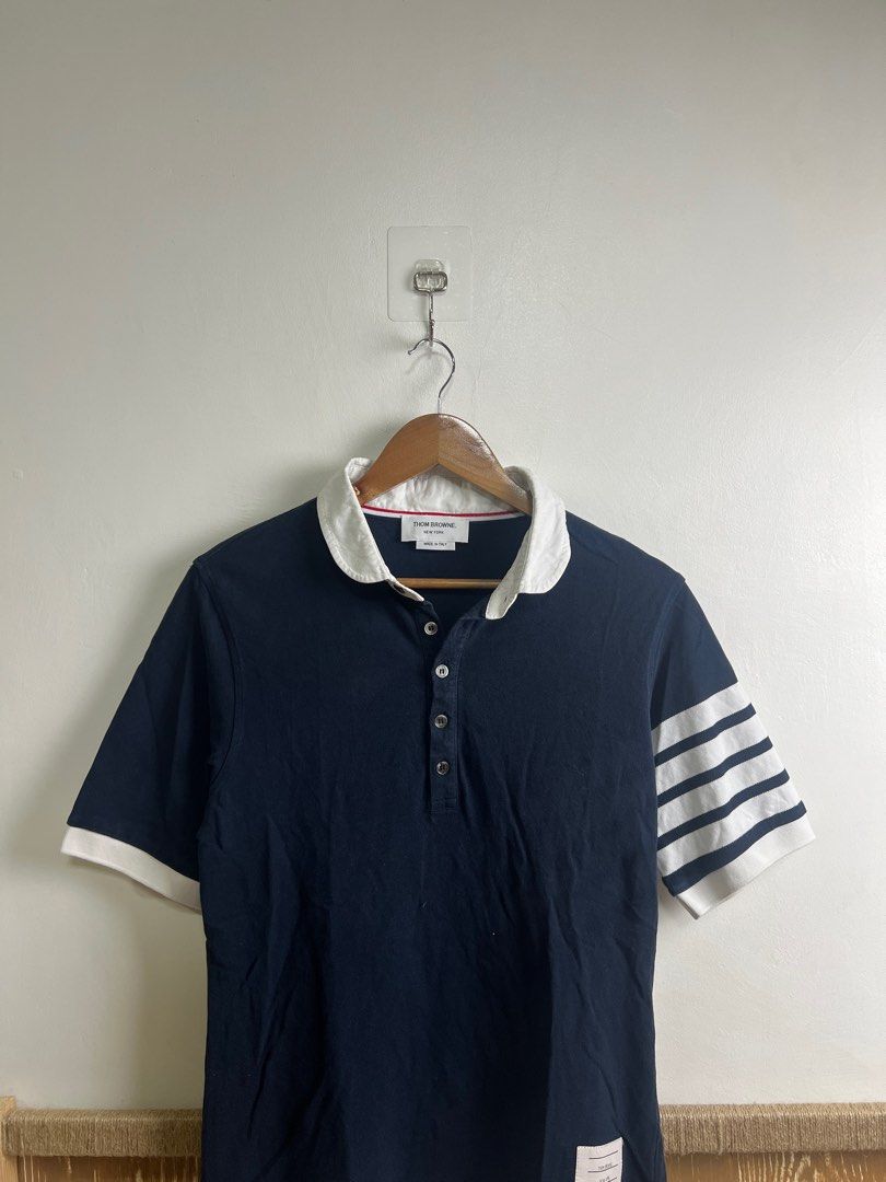 THOM BROWNE 4BAR POLO SHIRT (Category: Luxury Apparel) located in Baguio. Submitted by hiswardr0be (Listing ID 1400500498, Image 1). Description: Small 18x27.5 Very good condition.