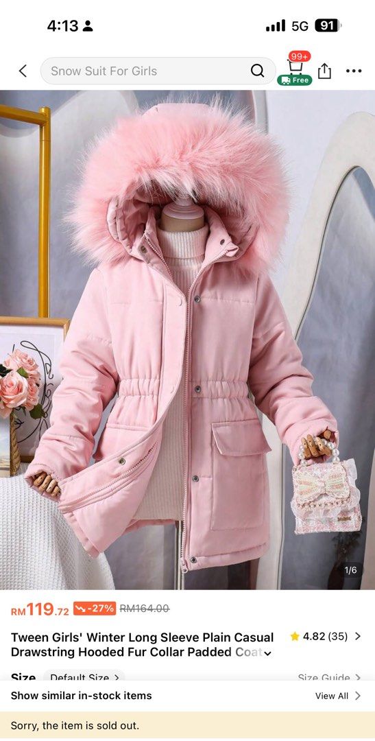 Tween winter jacket (Category: Coats, Jackets and Outerwear) located in Juru. Submitted by aliafarhansaid (Listing ID 1400501333, Image 1). Description: 12 years old girl winter coat Details description of measurement in the picture.