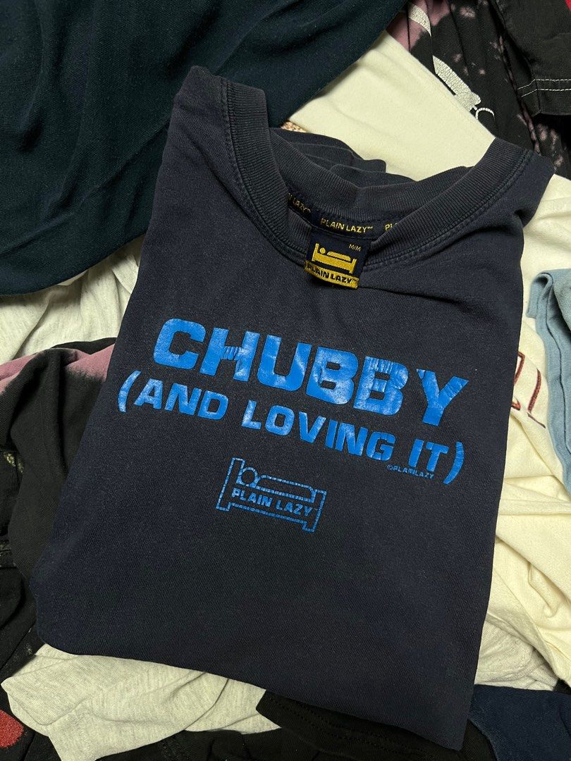 Vintage Chubby and loving it statement tee free shipping! (Category: Tshirts & Polo Shirts ) located in Cavite. Submitted by thriftniowen (Listing ID 1400545372, Image 1). Description: Vintage Chubby and loving it statement tee Size medium(21x26) Flaws: fades Price: 199 free shipping!.