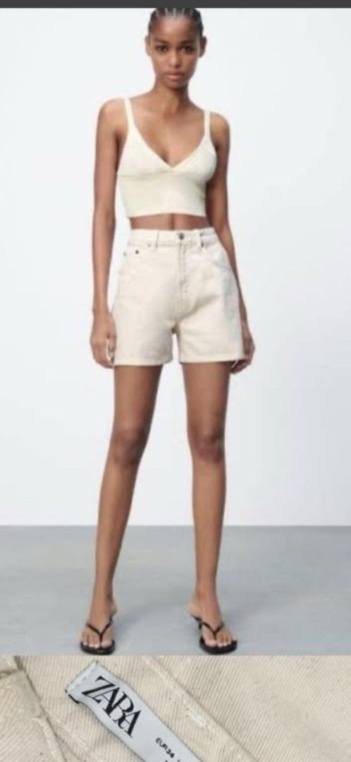 Zara Bermuda Shorts (Category: Shorts) located in Manila. Submitted by steffi.declutters (Listing ID 1400415445, Image 1). Description: - Zara denim shorts - Light beige color - Buttonclosure - Two front pockets, two back pockets - Size: EUR 40, USA 8 - Used once only! - Original price Php1995.