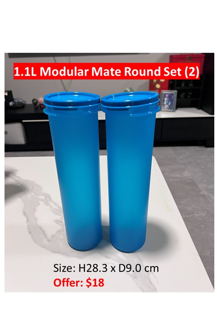 Tupperware 1.1L Modular Mate Round Set (2), Furniture & Home Living ...